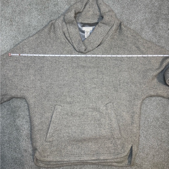 J. Crew Taupe Herringbone Cowl Neck Sweater - Picture 6 of 7